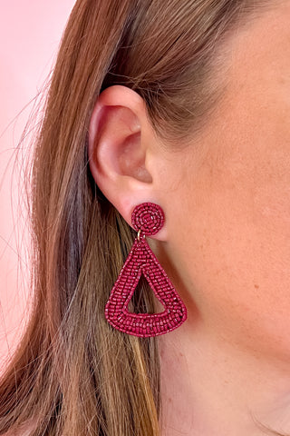 Beaded Statement Triangle Earrings