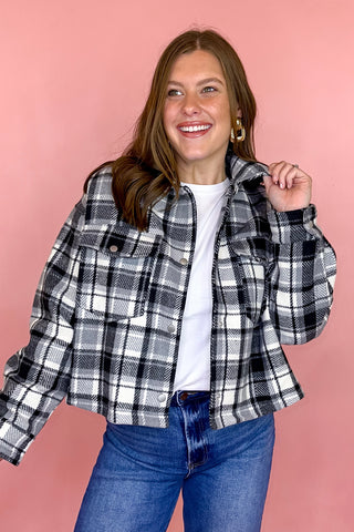 Point Taken Plaid Cropped Jacket