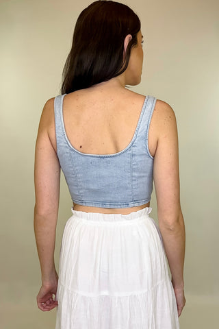 Denim & Pearls Corset Top