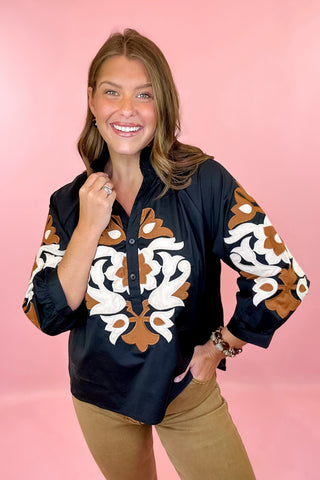 Schedule Me In Embroidered Top - Black