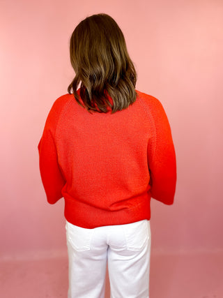 Keeping Cozy Drop Shoulder Sweater - Tomato Red