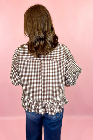Feeling Right Gingham Top - Brown