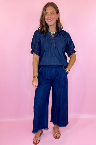 Running Errands Wide Leg Denim Pant- Denim