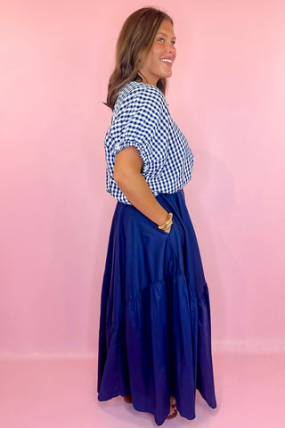 Feeling Ambitious Asymmetrical Maxi Skirt - Navy