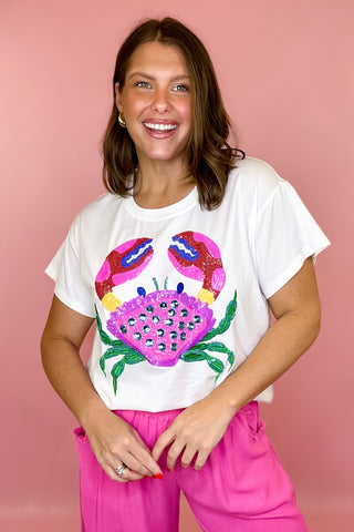 Queen Of Sparkles: Multi Rainbow Crab Tee