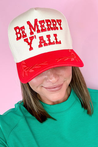 Be Merry Y'all Trucker Hat - Red