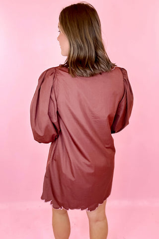 Nothing To It Embroidered Mini Dress - Chocolate