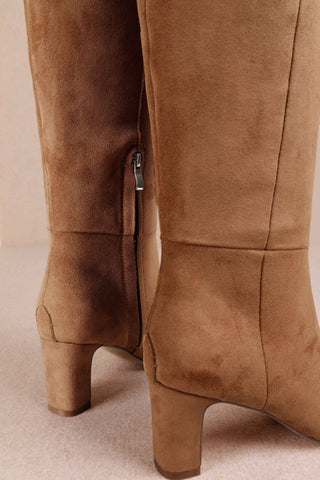 Eira Suede Knee High Boot - Taupe
