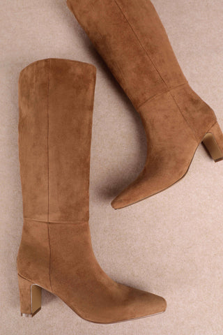 Eira Suede Knee High Boot - Taupe