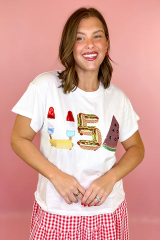 Queen Of Sparkles: White USA Icon Tee