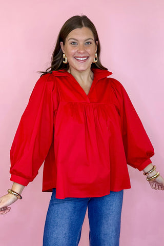 Adrienne: Morgan Ruffle Collar Top