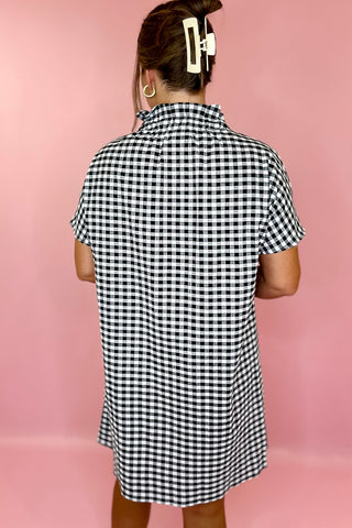 Adrienne: Emma Gingham Mini Dress - Black