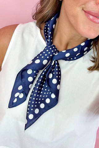 Navy Polka Dot Silky Scarf