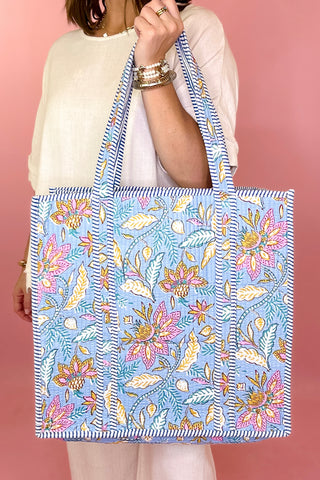 XL Quilted Tote - Pastel Petals