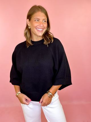 Keeping Cozy Drop Shoulder Sweater - Black