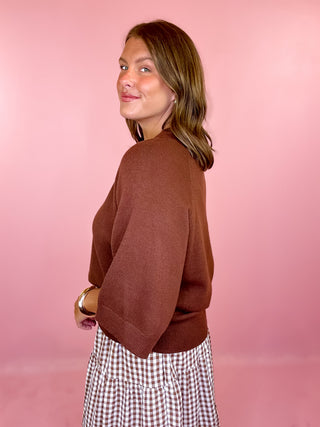 Keeping Cozy Drop Shoulder Sweater - Brown