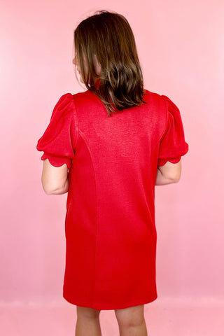 Read The Signs Scuba Knit Mini Dress - Red