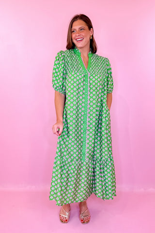 On The Daily Floral Midi Dress- Green