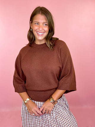 Keeping Cozy Drop Shoulder Sweater - Brown