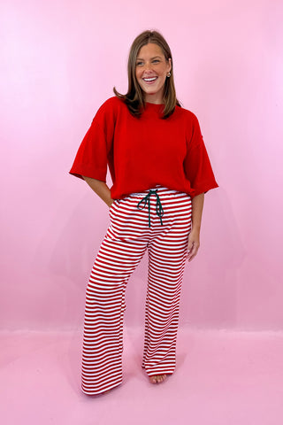 Cozy Holiday Striped Lounge Pant - Red