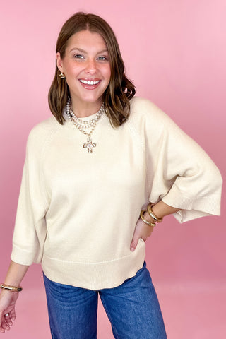 Keeping Cozy Drop Shoulder Sweater - Cream