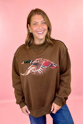 Mallard Mock Neck Sweatshirt - Brown