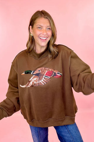 Mallard Mock Neck Sweatshirt - Brown