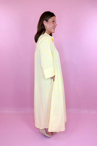 Take Another Chance Gingham Midi Dress - Lemon