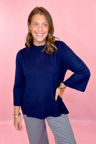 A Better Day Mock Neck Sweater - Navy