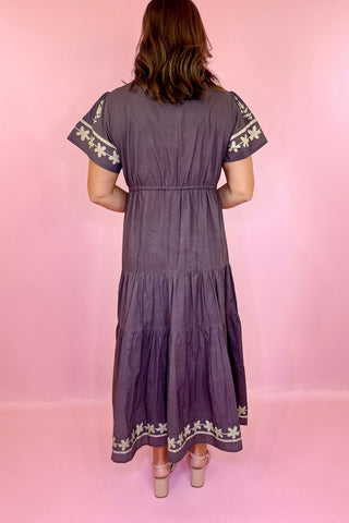 Victoria Dunn Hurley Midi Dress- Sandstone
