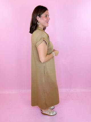 Effortless Style Midi Dress - Taupe