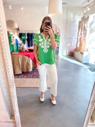 Bound To Happen Embroidered Top - Green