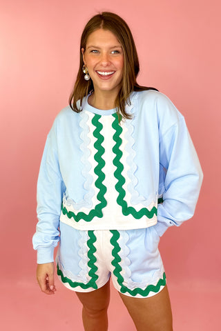 One To Remember Ric Rac Short Set - Blue/Green