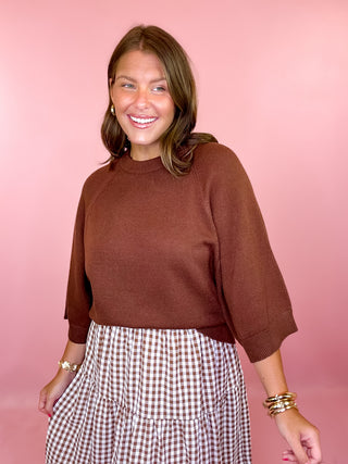 Keeping Cozy Drop Shoulder Sweater - Brown