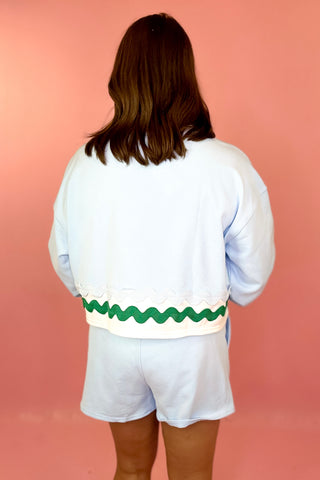 One To Remember Ric Rac Short Set - Blue/Green