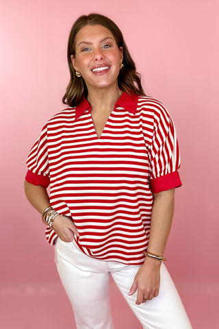 Just Hanging Out Striped Top - Red