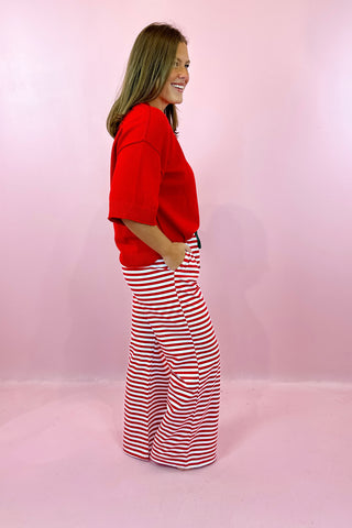 Cozy Holiday Striped Lounge Pant - Red