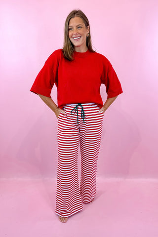 Cozy Holiday Striped Lounge Pant - Red