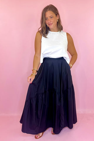 Feeling Ambitious Asymmetrical Maxi Skirt - Black