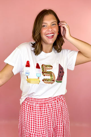 Queen Of Sparkles: White USA Icon Tee