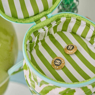 Petite Frond Green Round Jewelry Case