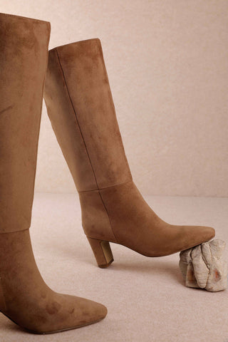 Eira Suede Knee High Boot - Taupe