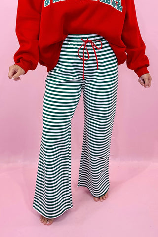 Cozy Holiday Striped Lounge Pant - Green