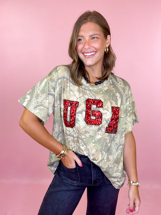 Queen Of Sparkles: Licensed UGA Camo Tee
