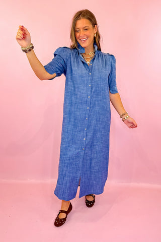 Adrienne: Nina Denim Midi Dress - Indigo