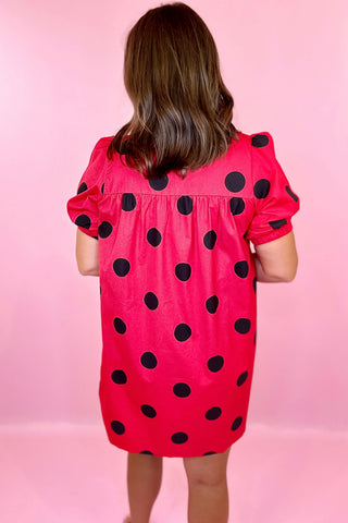 Right On Time Polka Dot Mini Dress - Red/Black