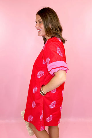 Charmed To Meet You Boho Floral Midi Dress - Red