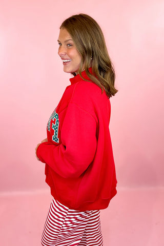 FALALA Polka Dot Mock Neck Sweatshirt - Red