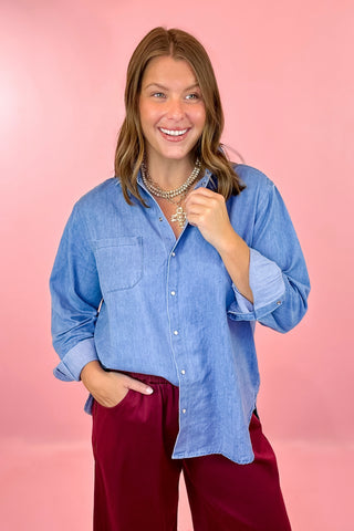 Through Every Change Chambray Denim Top - Denim