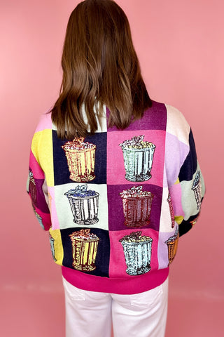 Queen Of Sparkles: Multi Colorblock Mint Julep Button Up Sweater